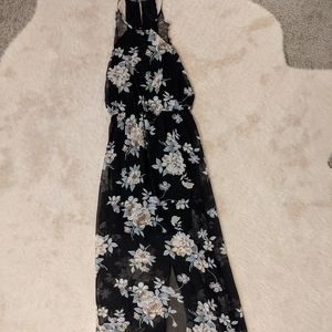 sienna sky black floral chiffon maxi dress